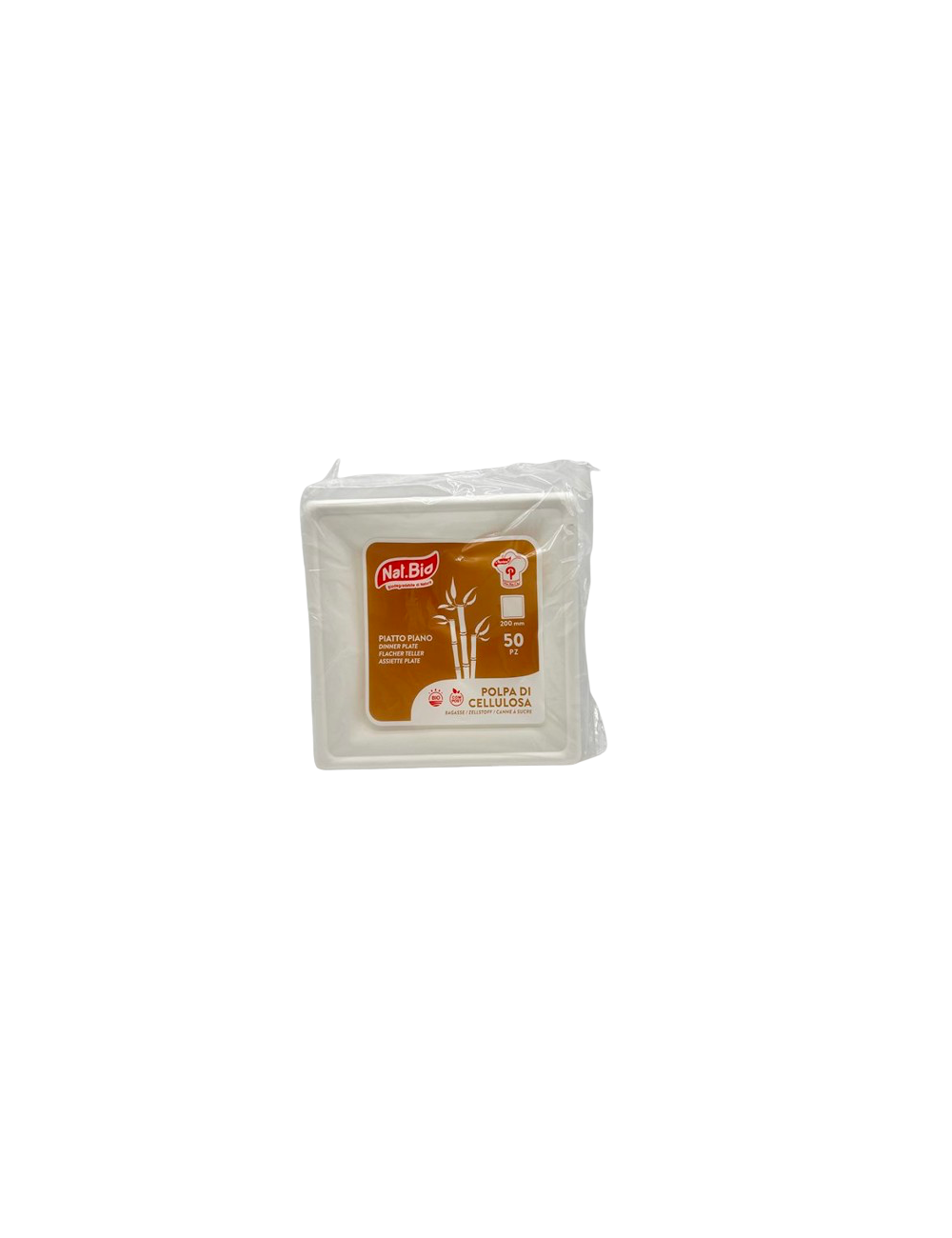 PIATTO QUADRATO IN POLPA DI CELL. 20X20 CF 50PZ