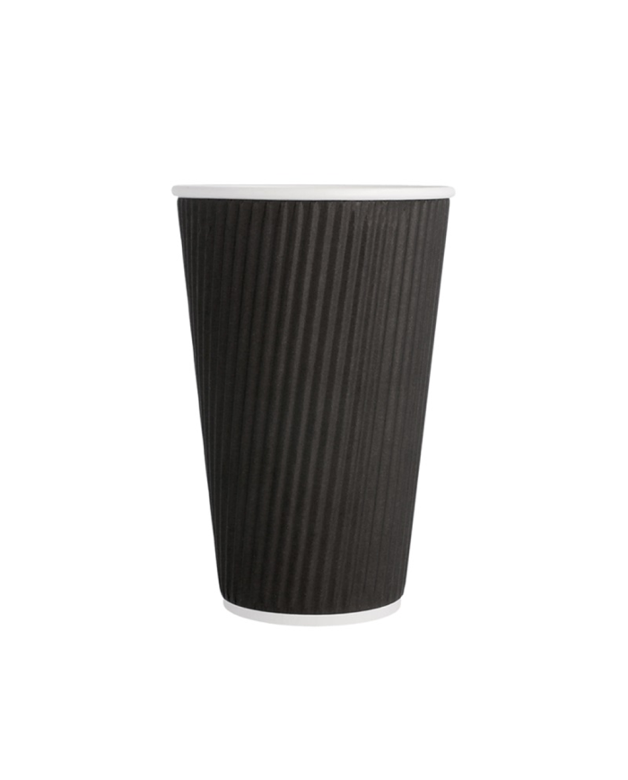 BICCHIERI IN CARTA CORRUGATI NERI  480 ML PZ 25
