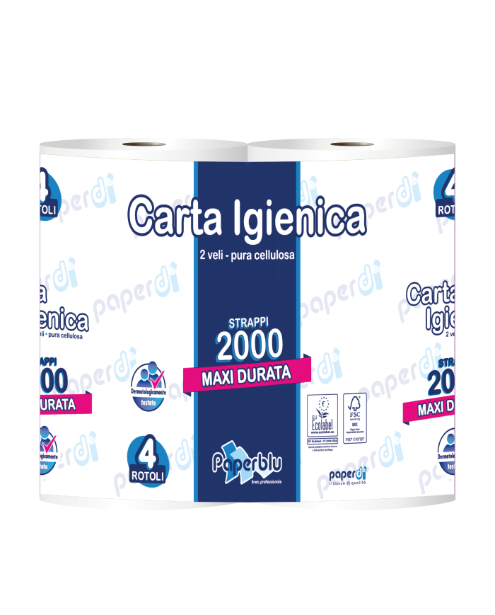 CARTA IGIENICA 2000 STRAPPI 4 ROTOLI CF 10
