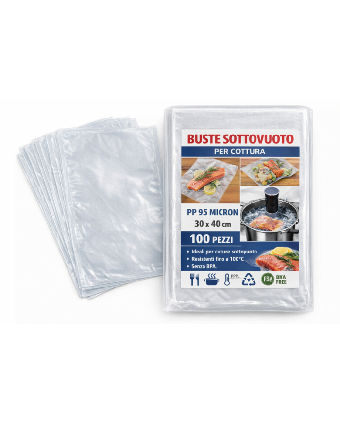 BUSTE SOTTOVUOTO LISCE  COTTURA PP 30X40 PZ 100