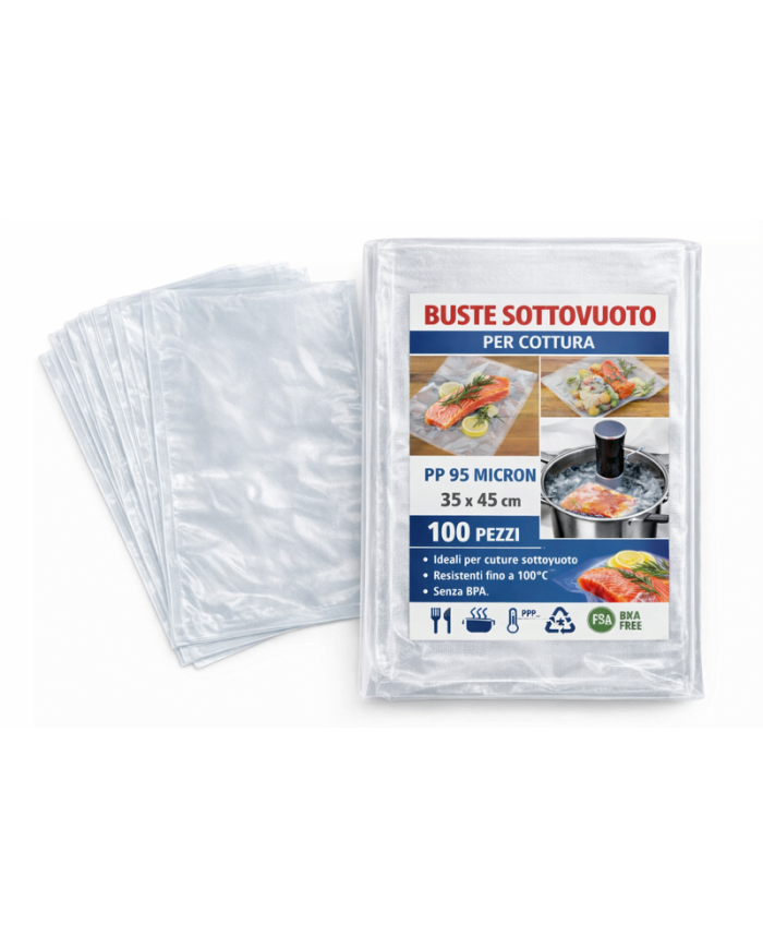 BUSTE SOTTOVUOTO LISCE  COTTURA PP 35X45 PZ 100