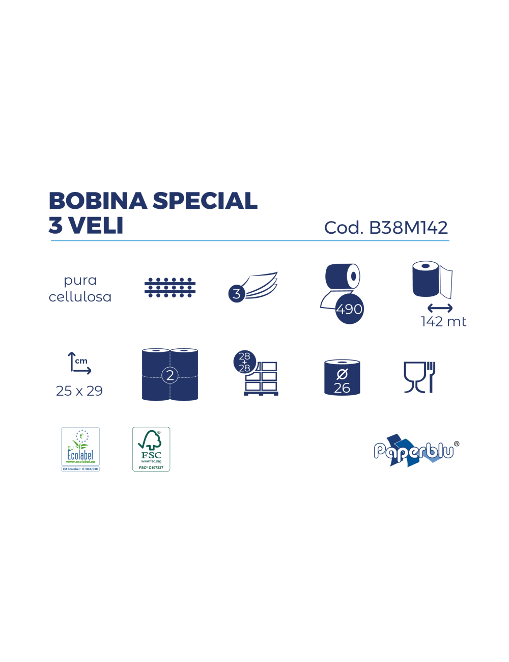 BOBINE DI CARTA P.C. 3VELI KG 5