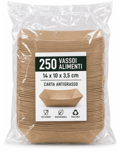 VASSOIO CARTA ANTIGRASSO 14X10X3,5 250 PZ