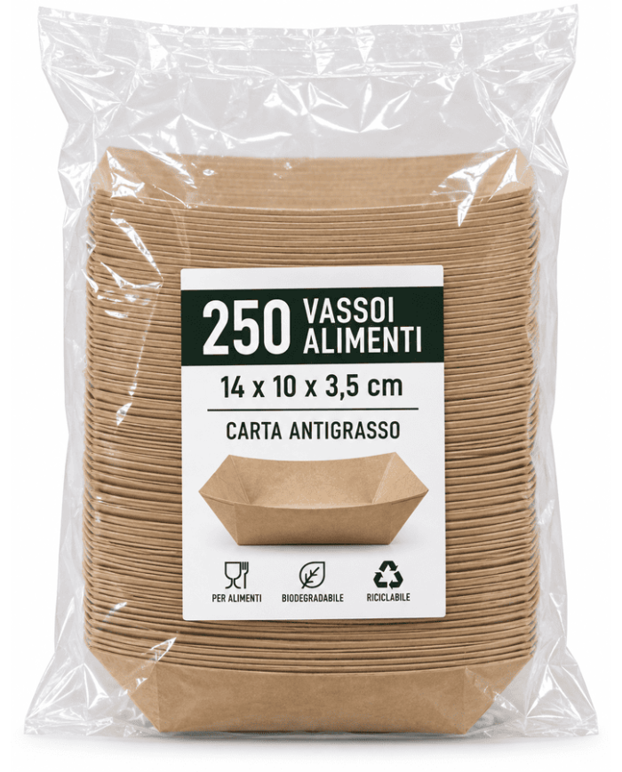 VASSOIO CARTA ANTIGRASSO 14X10X3,5 250 PZ