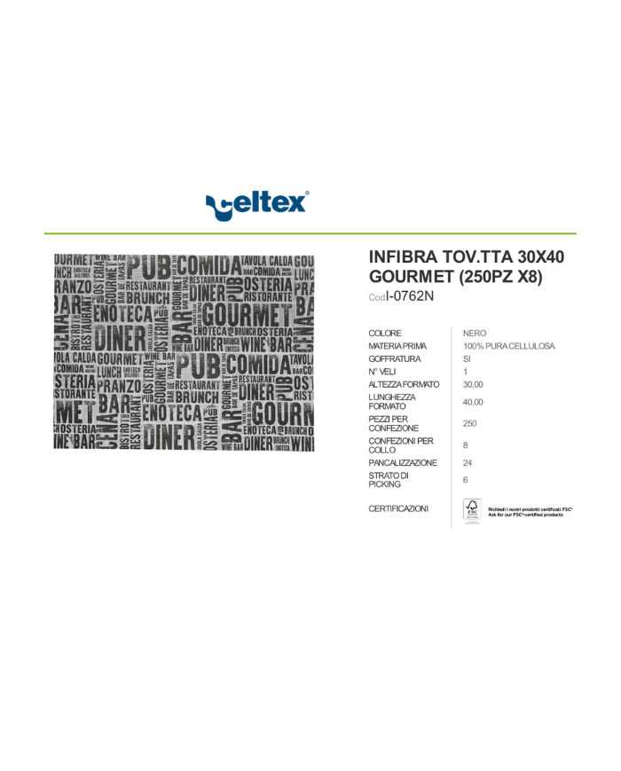 TOVAGLIETTA INFIBRA 30X40 GOURMET PZ 250