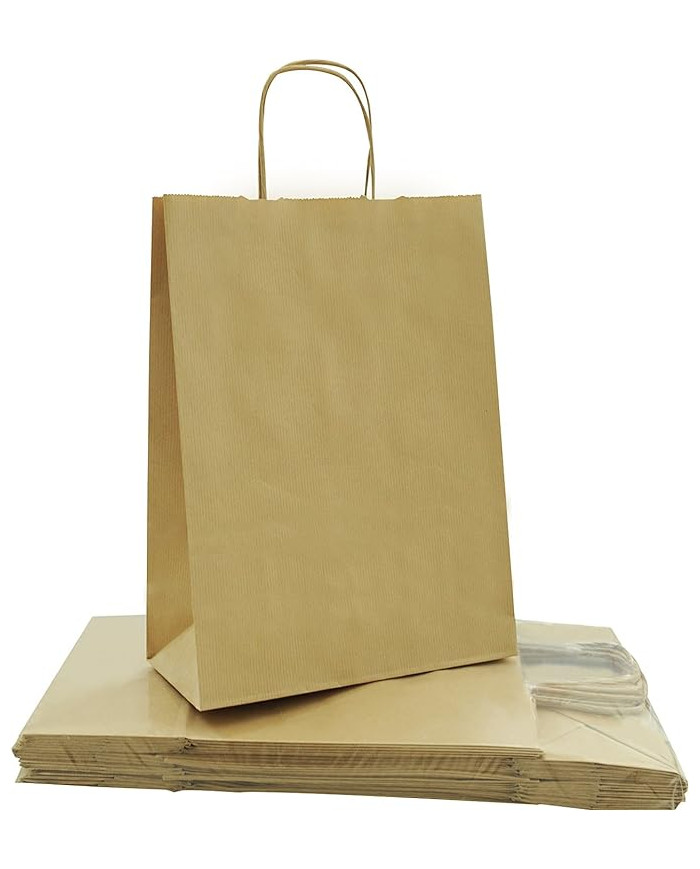 BUSTE IN CARTA AVANA 22+10X29 MANICO RITORTA PZ 25