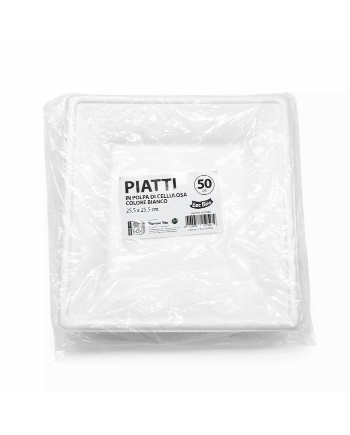 PIATTO QUADRATO IN POLPA DI CELL. 25,5X25,5 PZ 50