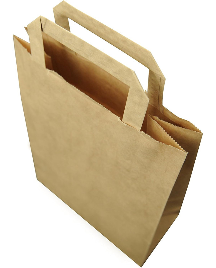 BUSTE IN CARTA AVANA 18+8X24 MANICO PIATTO PZ 25