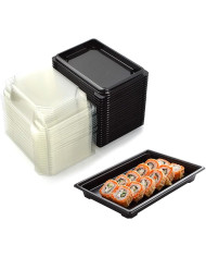 CONTENITORI NERI IN PET PER SUSHI 185X129X20 PZ50