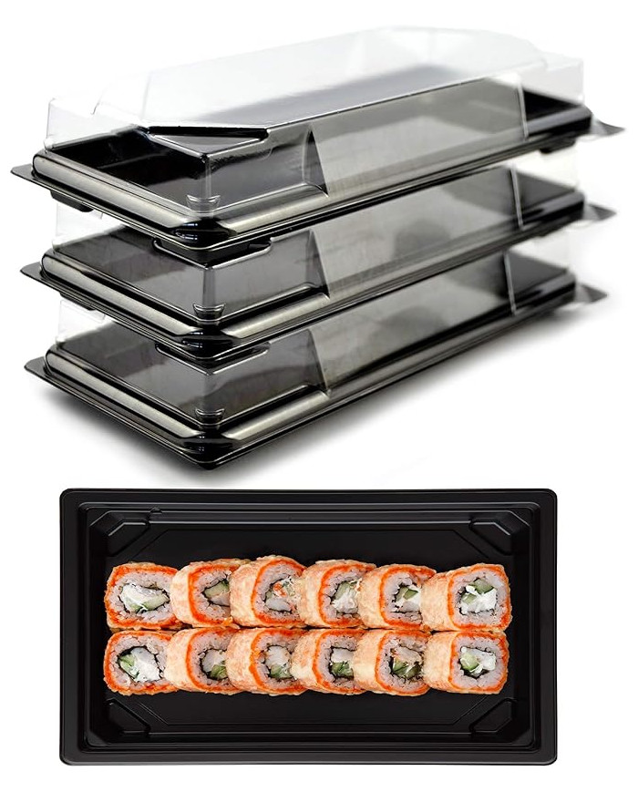 CONTENITORI NERI IN PET PER SUSHI 255X185X20 PZ50