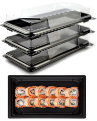 CONTENITORI NERI IN PET PER SUSHI 255X185X20 PZ50