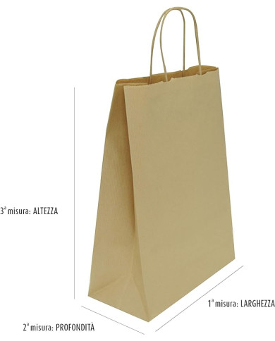BUSTE IN CARTA AVANA 22+10X29 MANICO RITORTA PZ 25