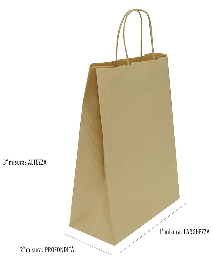BUSTE IN CARTA AVANA 22+10X29 MANICO RITORTA PZ 25