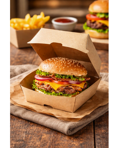SCATOLA HAMBURGER 12X12X7 CARTONCINO KRAFT PZ 50